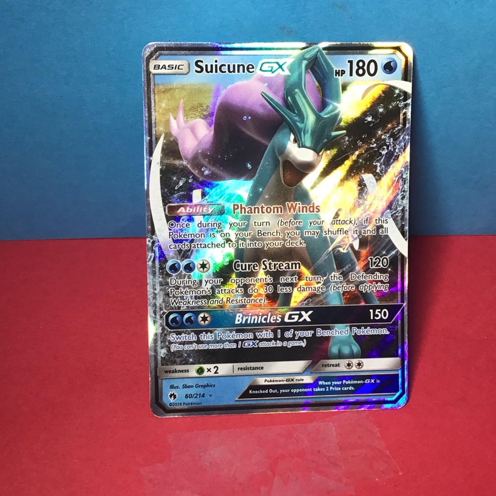 2018 SUICUNE GX #60/214 ULTRA RARE SUN & MOON LOST THURNDER HOLO